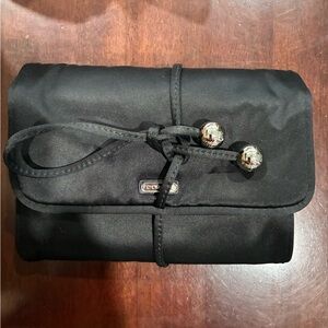 Coach Black Travel Jewelry Bag with Silver Tie Details